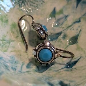 Silver and Turquoise Petit Small Dangle Earrings